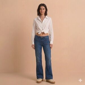 Roots Blue Flare Wide Leg Jeans with Timeless Style